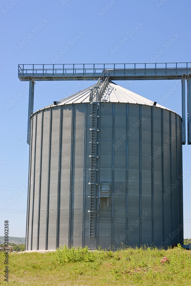 Storage silos for agricultural products, in the countyside