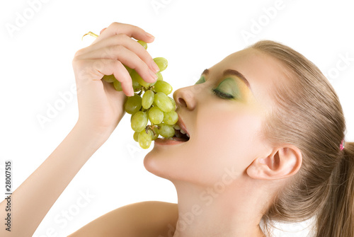 woman with grape