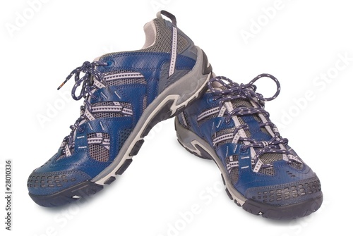 blue touristic shoes on a white background