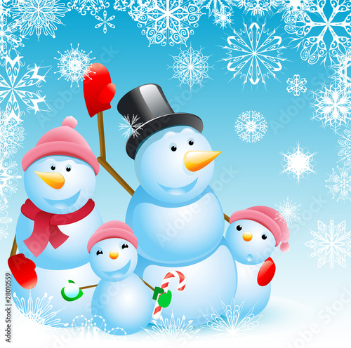 family of snowman christmas background © Banana Republic