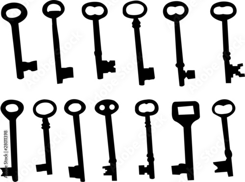 collection of keys silhouette - vector