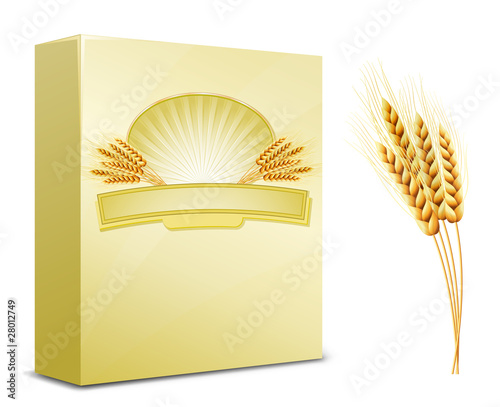 Package design. Ears of wheat and label on the box