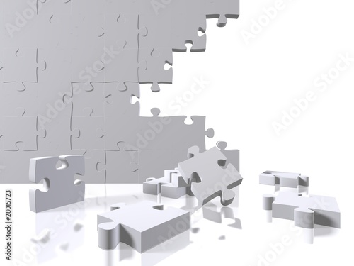 Fototapeta Puzzle pieces on a white background