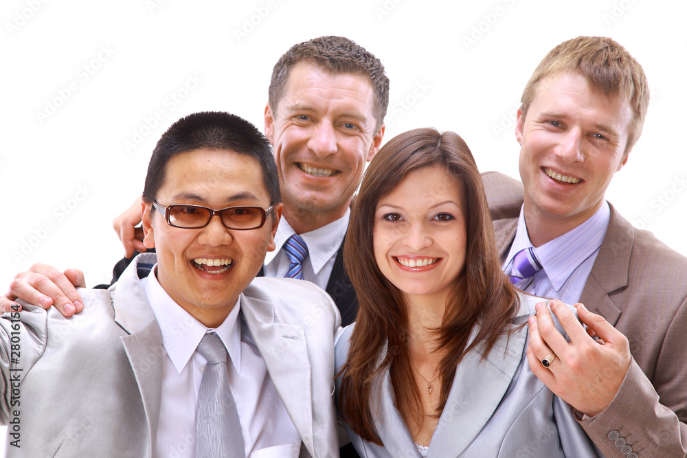 business man and his team isolated over a white business man and his team isolated over a white