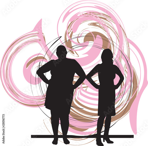 Thin & fat women illustration