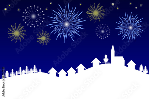 Fuegos artificiales - Paisaje de invierno