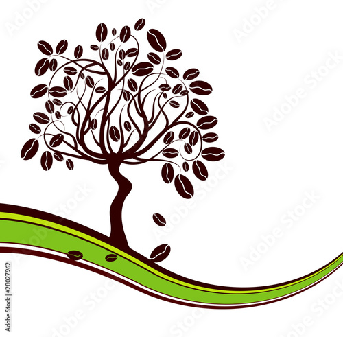 Coffee tree background, vector