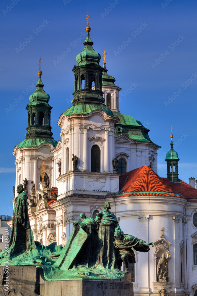 Detail of Baroque St. Nicholas' Cathedral in Prague