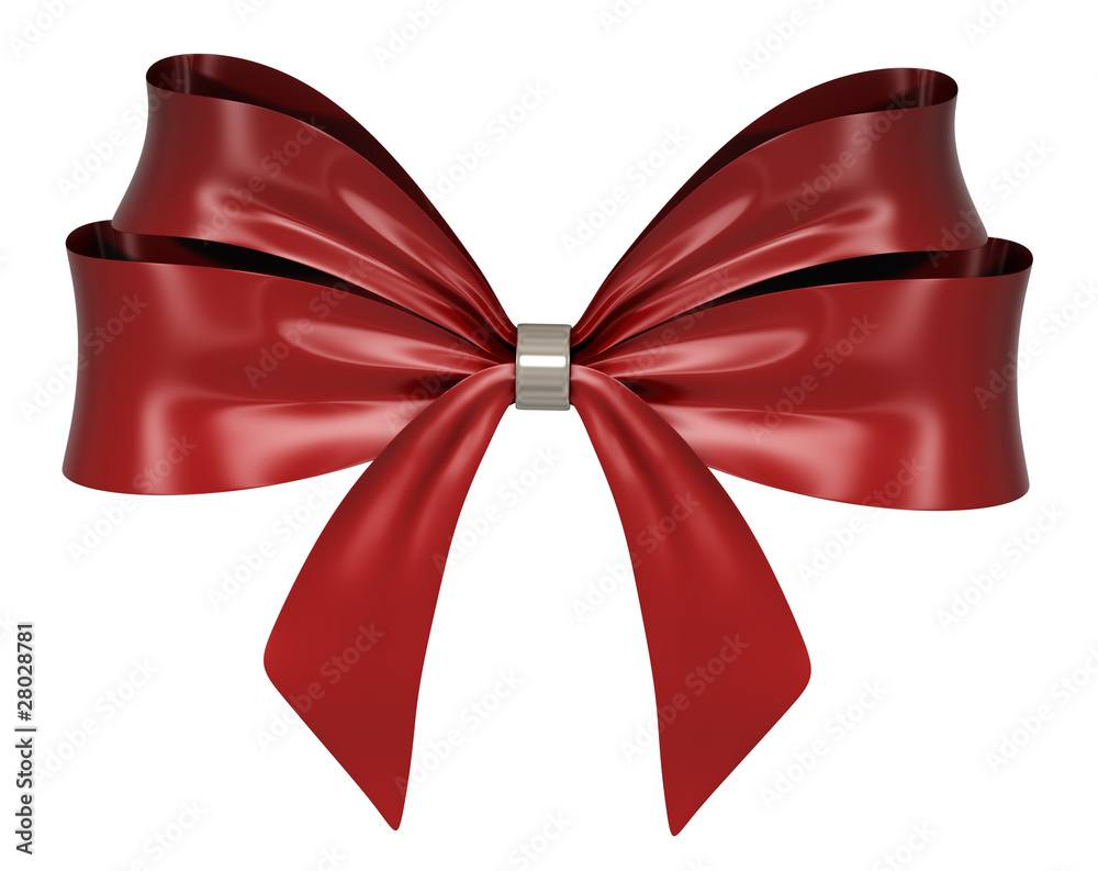 Red ribbon bow 3d render Stock Illustration