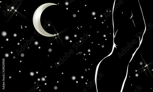 profilo di donna con luna