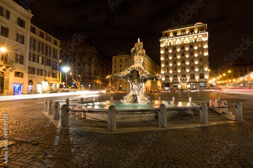 Baroque Triton Fountain  Fontana del Tritone  in Rome  Italy