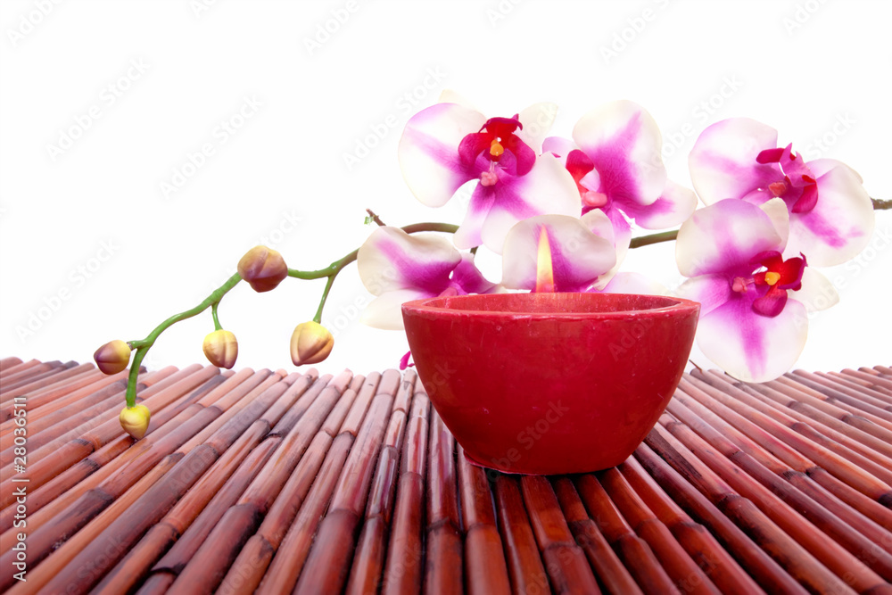 Spa candle and flower for aromatherapy Spa candle and flower for aromatherapy