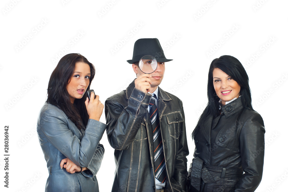 Detective man and women assistants