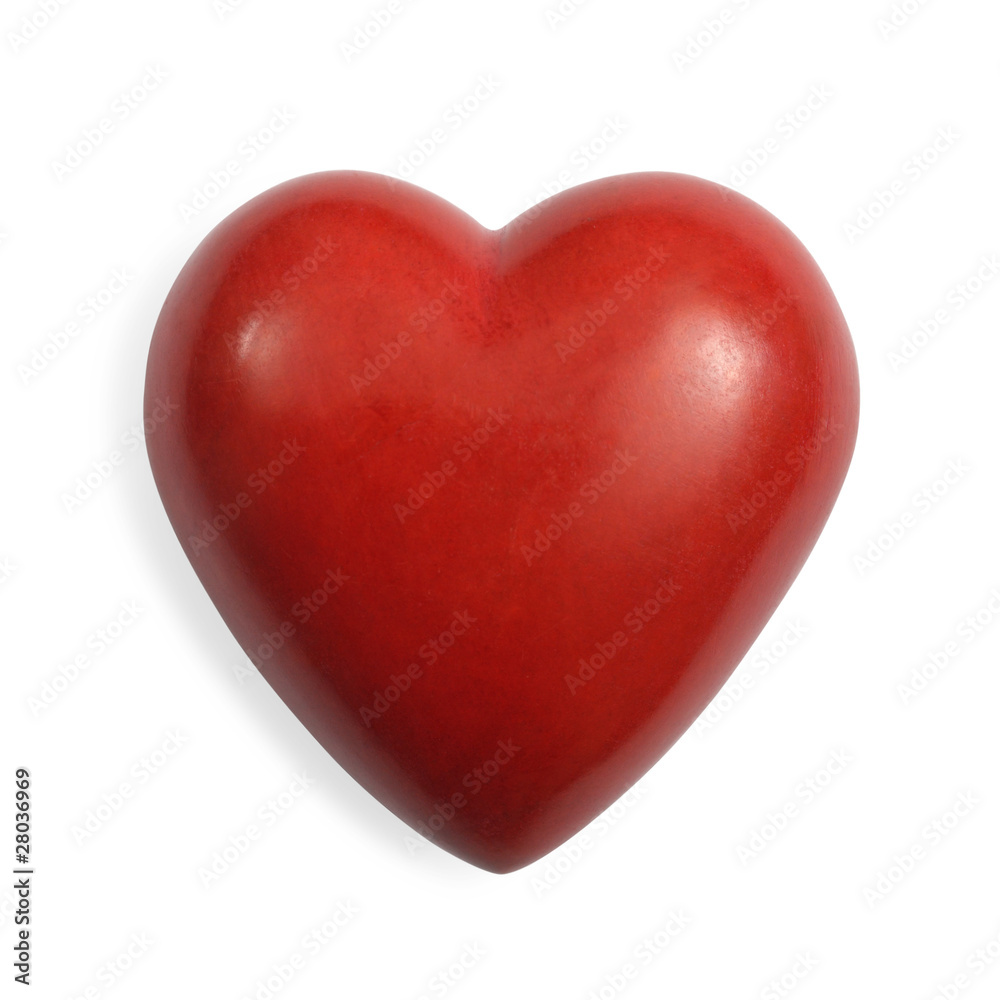 Red stone heart isolated