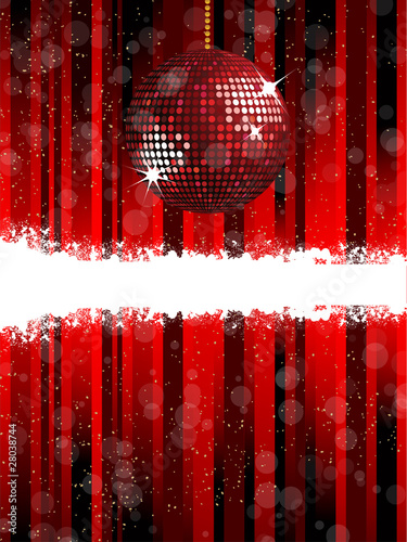 Red sparkling disco ball background