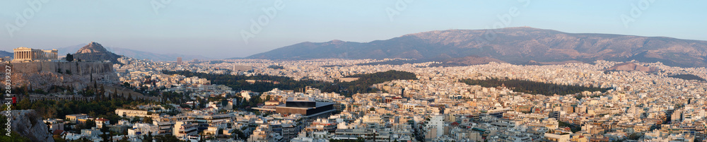 Huge panorama of Athens and Acropolis,famous landmark ,Greece