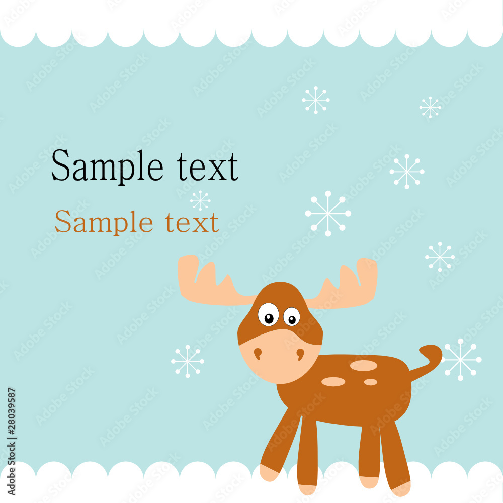 christmas deer on blue background .