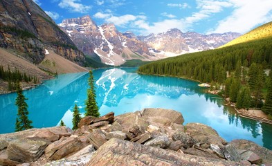 Poster Bergen Turquoise Moraine Lake in Canada  © Horticulture