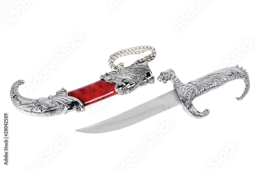 Photography dagger and scabbard on a white background