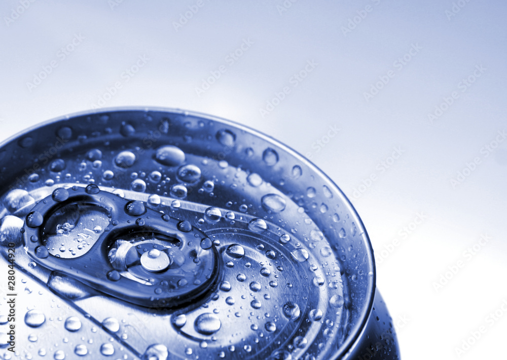 Closed aluminium jar with water drops Closed aluminium jar with water drops