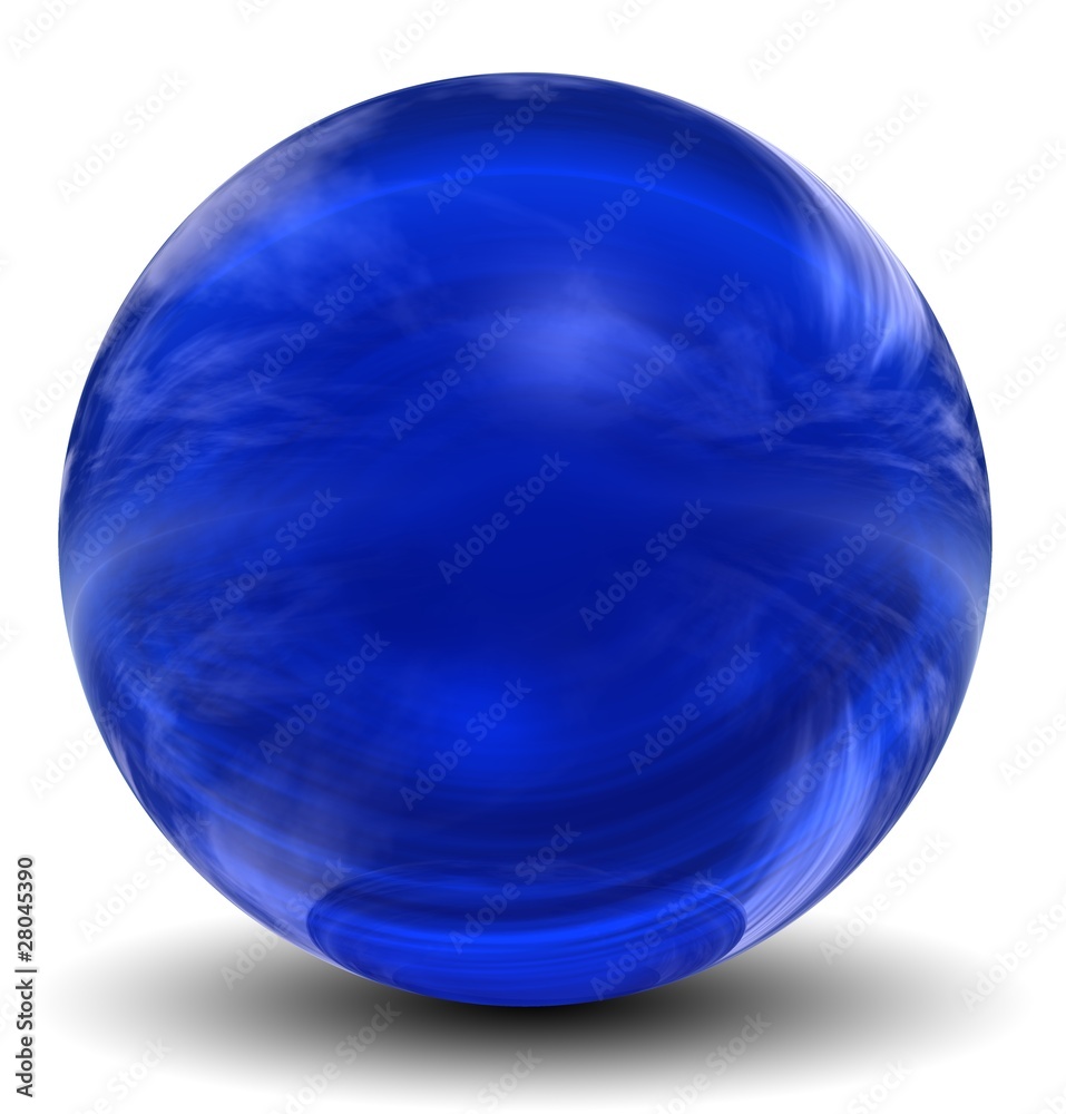 High resolution 3D blue glass sphere isolated High resolution 3D blue glass sphere isolated