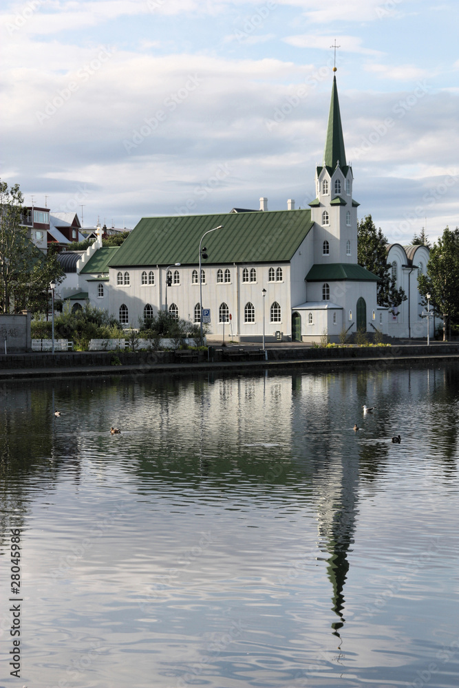 Reykjavik - church reflection in Iceland