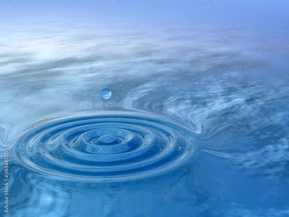Conceptual blue water drop falling background Conceptual blue water drop falling background