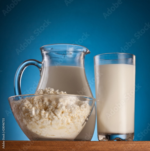 Photo of milk and cottage cheese.