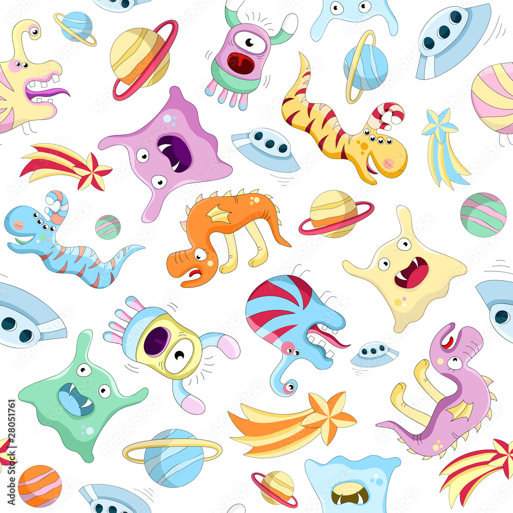 Vector seamless background with monsters