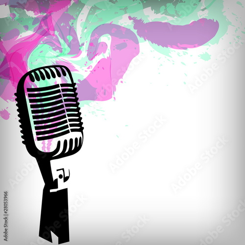 Music concept grunge background, microphone