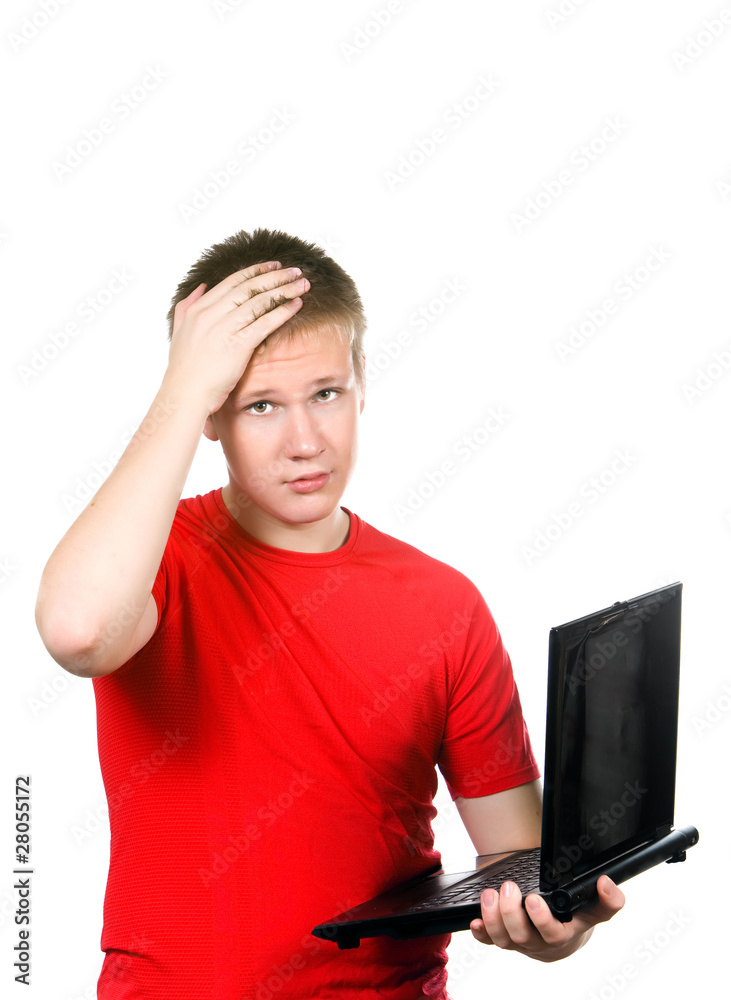 The teenager with the laptop. Was tired of problems. The teenager with the laptop. Was tired of problems.