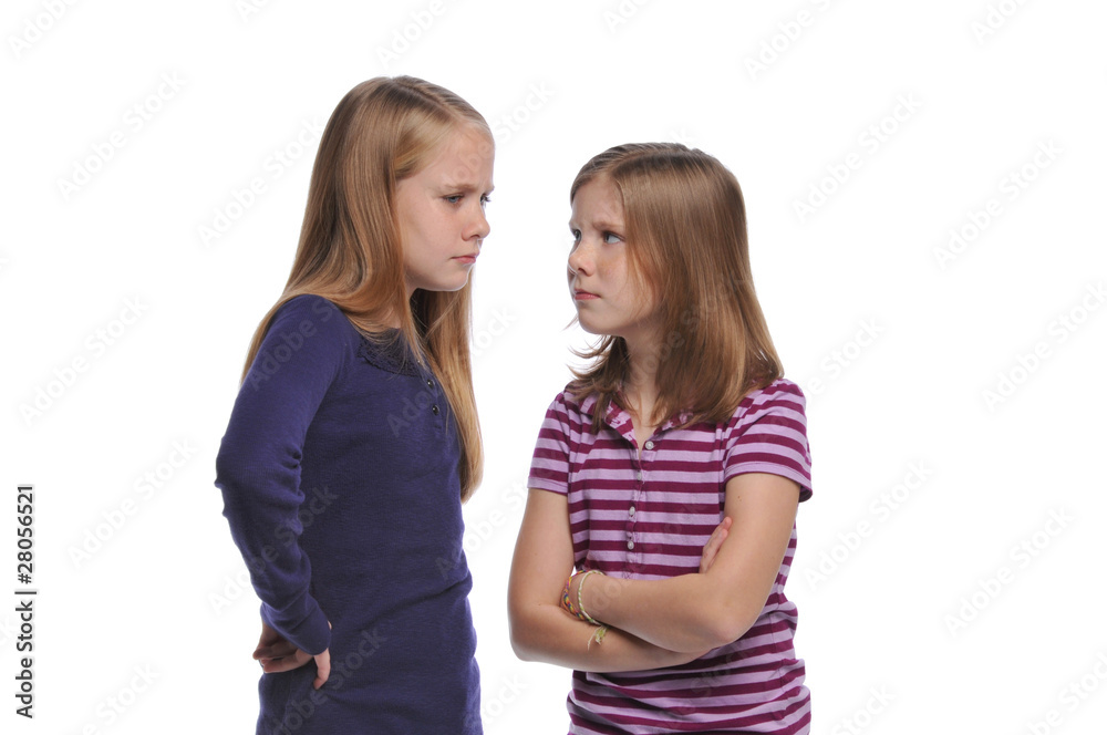 Two girl resolving a conflict Two girl resolving a conflict