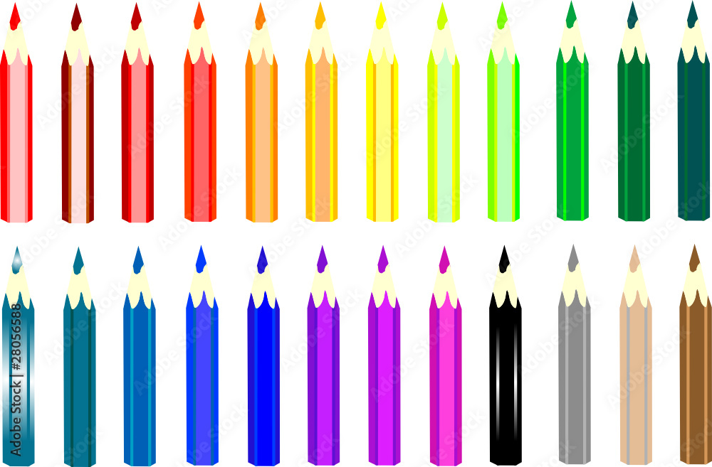 Colored pencils on a white background Colored pencils on a white background