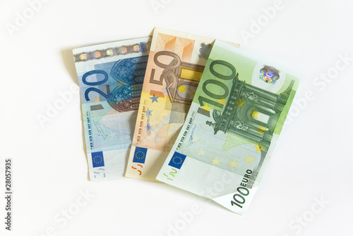 Eur money currency banknotes isolated