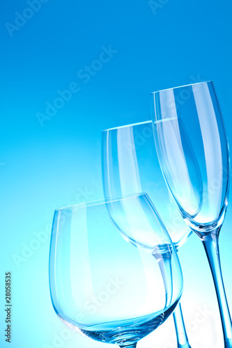 brilliant glass with a blue background