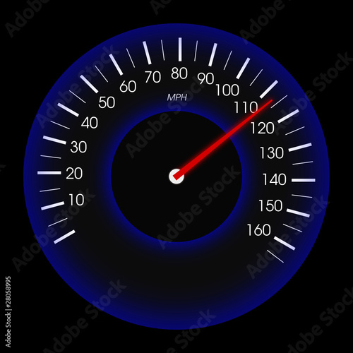 black and blue speedometer