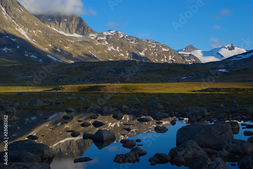 Mountain scenery with reflection in Northern Norway