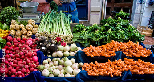 Fresh Organic Vegetables At A Street Market In Istanbul, Turkey.
