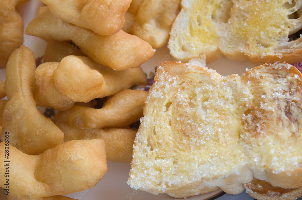 deep-fried dough stick and bread deep-fried dough stick and bread