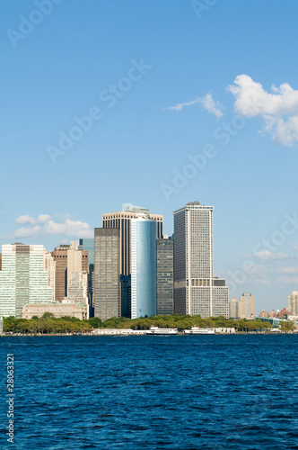 New York city panorama with tall skyscrapers