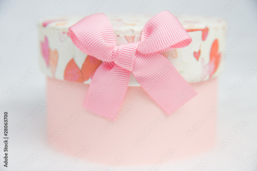 Beautiful pink box isolated on white background Beautiful pink box isolated on white background