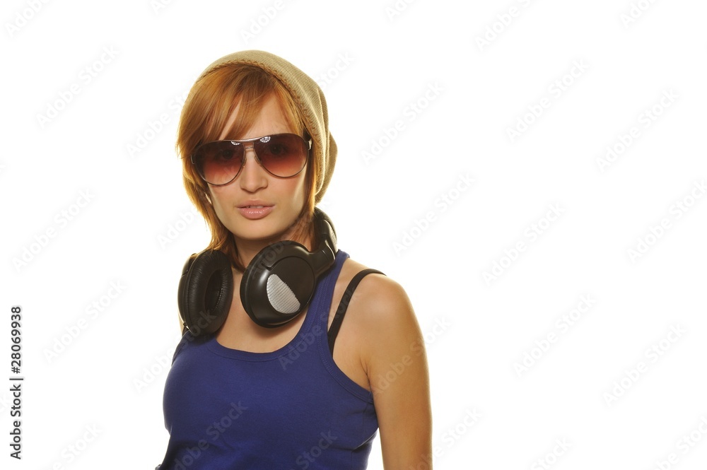 Stylish young girl with headphones Stylish young girl with headphones