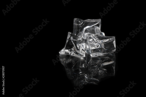 Ice cubes on the Black background.