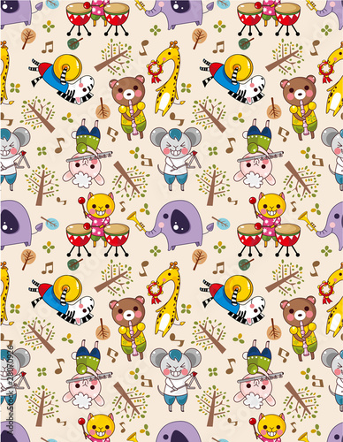 seamless animal music pattern