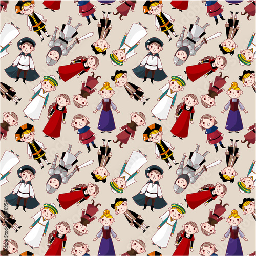 seamless medieval people pattern