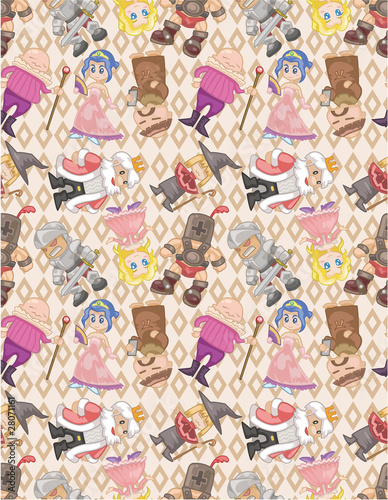 seamless medieval people pattern