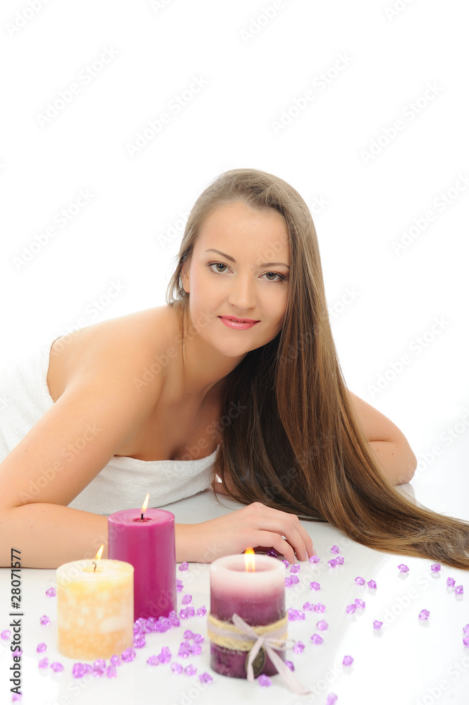Beautiful woman with pure healthy skin and long hair in spa salo Beautiful woman with pure healthy skin and long hair in spa salo