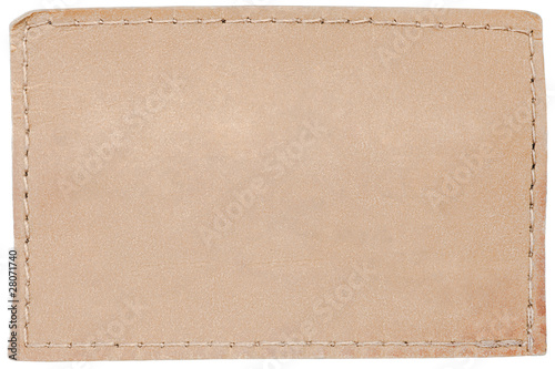 Blank leather jeans label on white
