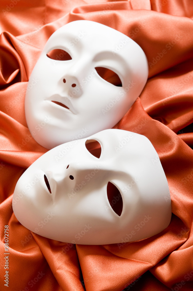 Naklejka premium Theatre concept with the white plastic masks