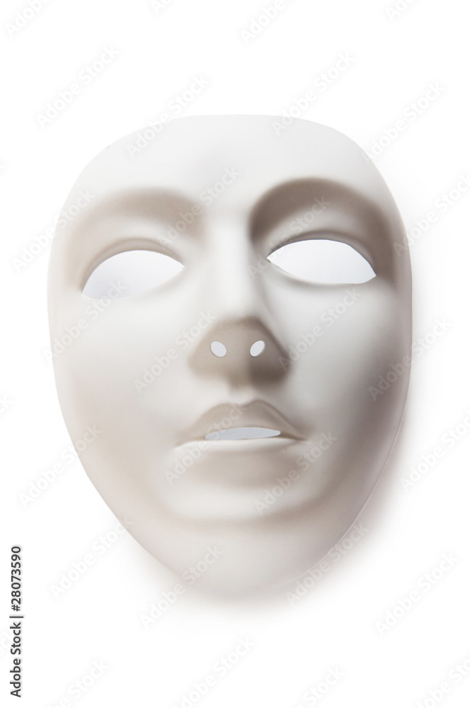 Theatre concept with the white plastic masks